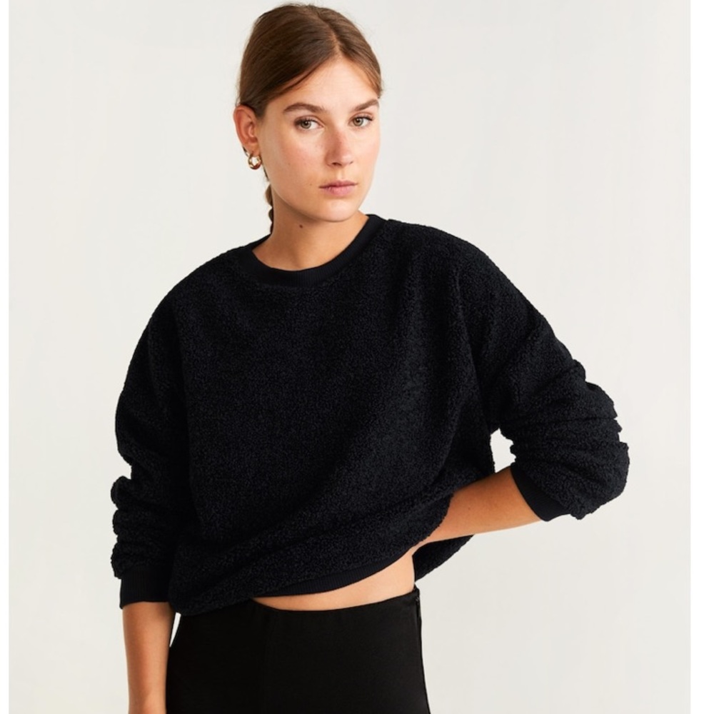 Mango contrasting sheepskin sweatshirt